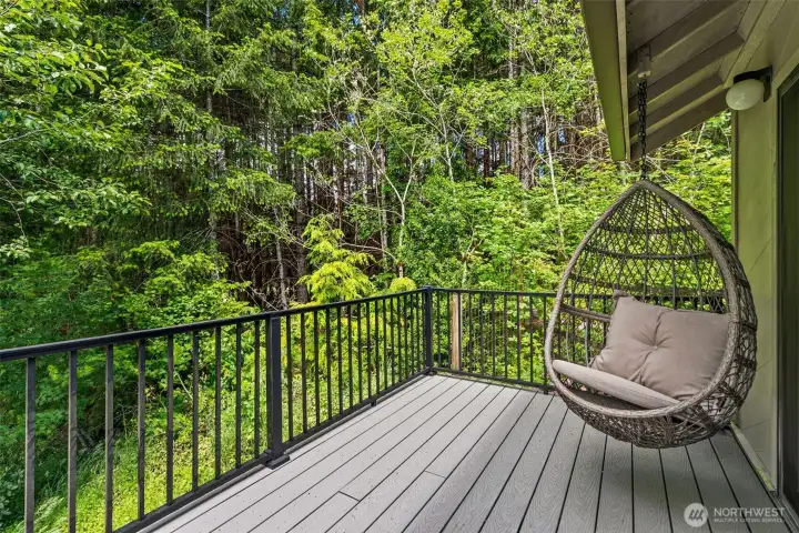 Private Primary Deck with swing. Private Primary Deck with swing.