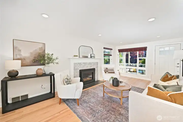 Gas fireplace.