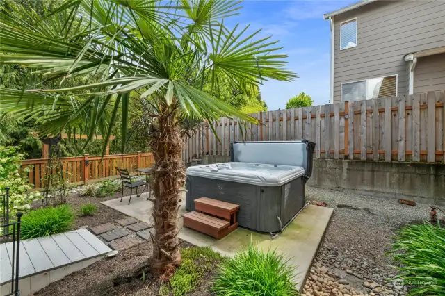 Hot tub is only 2 years old and has it's own private space.