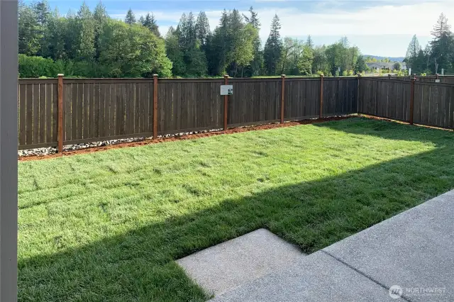 Nice size back yard off covered patio-