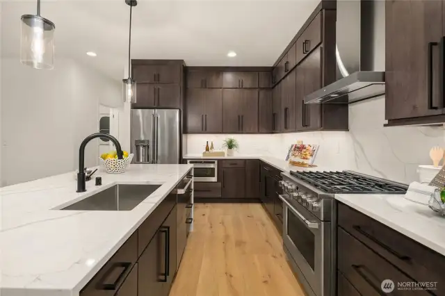 Kitchen with wood cabinets