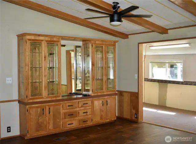 Dining room with built-in hutch.