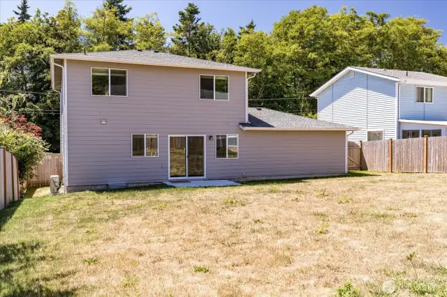 Huge backyard is fully fenced & includes a large shed perfect for storing the lawn/gardening tools.
