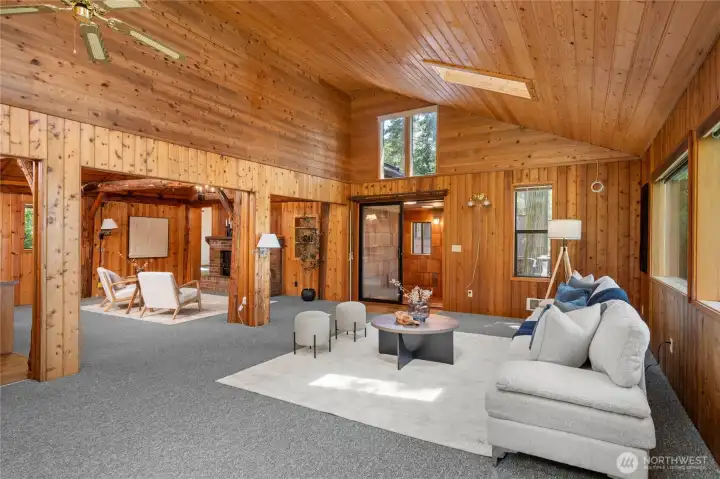 Spacious open space with inviting sitting areas.