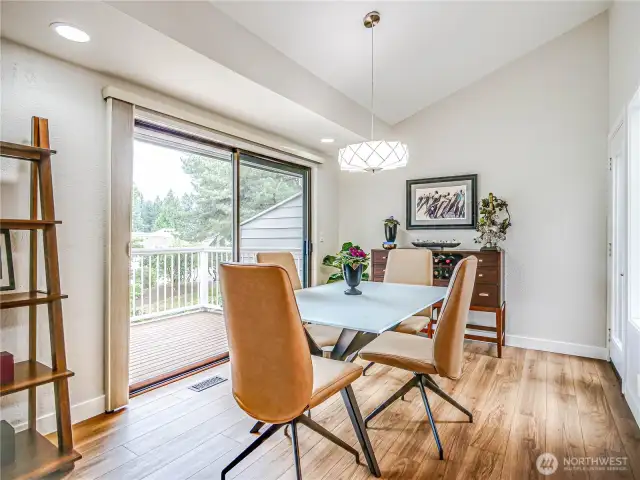 Dining room with slider to patio