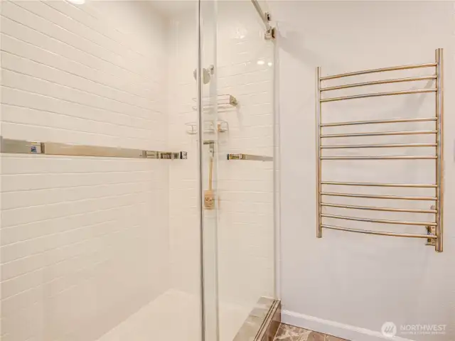 Shower and heated towel rack