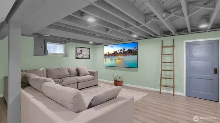 Finished and professionally waterproofed basement