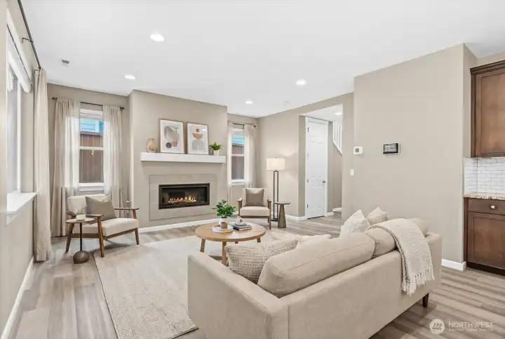 Living area with gas fireplace