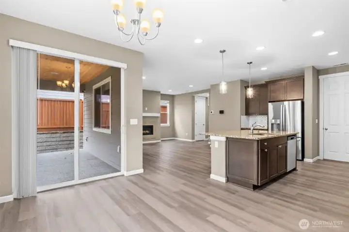 Dining area that leads to covered patio
