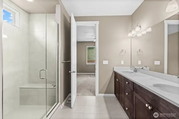 Tiled walk-in shower