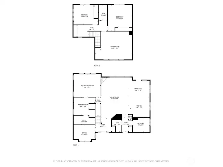 Floor plan with approximate room dimensions.