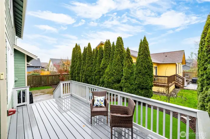 Composite deck, putting green, large paver patio.