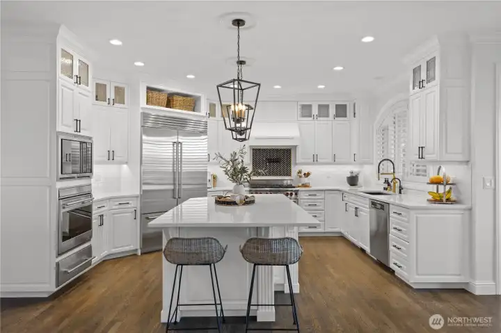 Huge center island will be the hub of activity for the entire family.