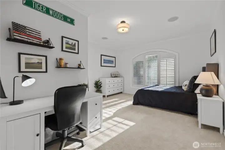 4th bedroom with walk-in closet, built-in desk and lots of space.