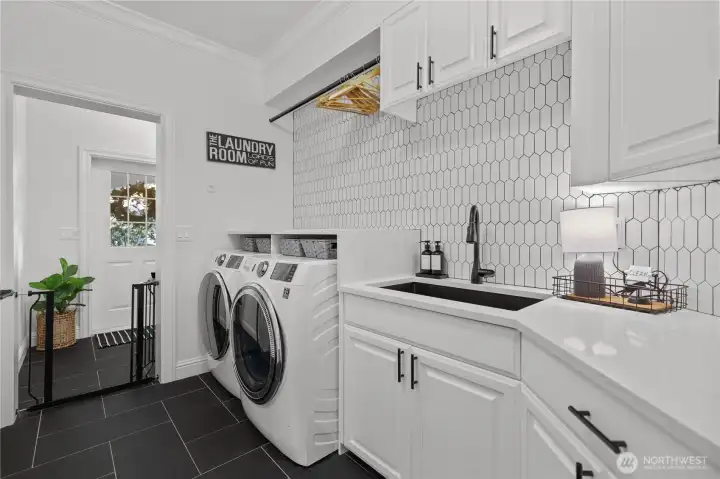Laundry room on lower level off of the garage is the perfect space.