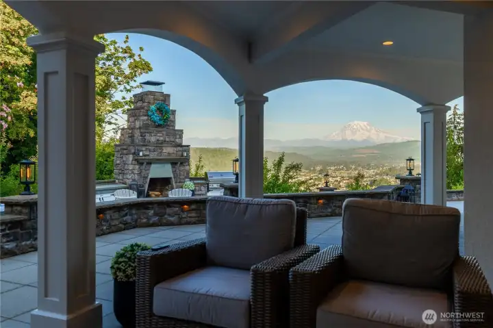 The terrace has views for days. Even from the outside TV sitting area.