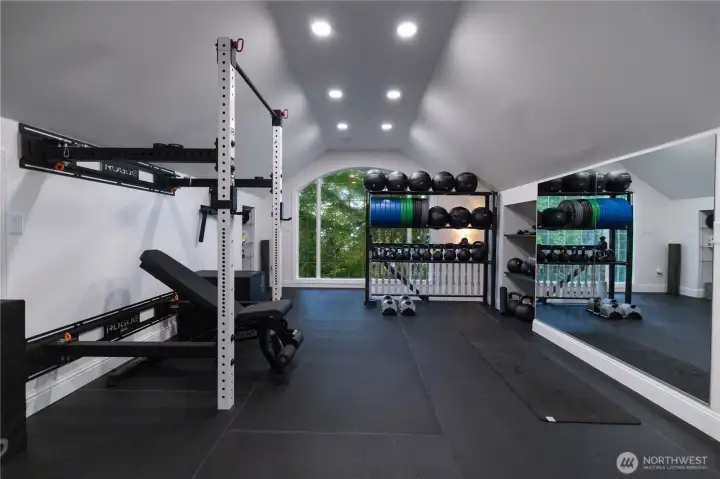 Upstairs in shop is full workout room.