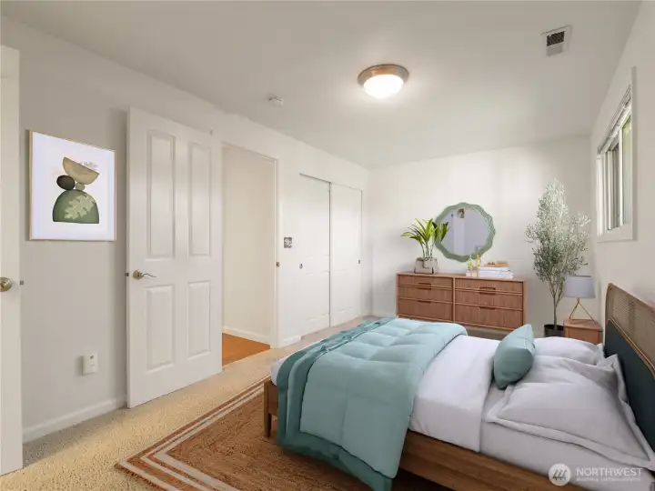 Primary bedroom is virtually staged