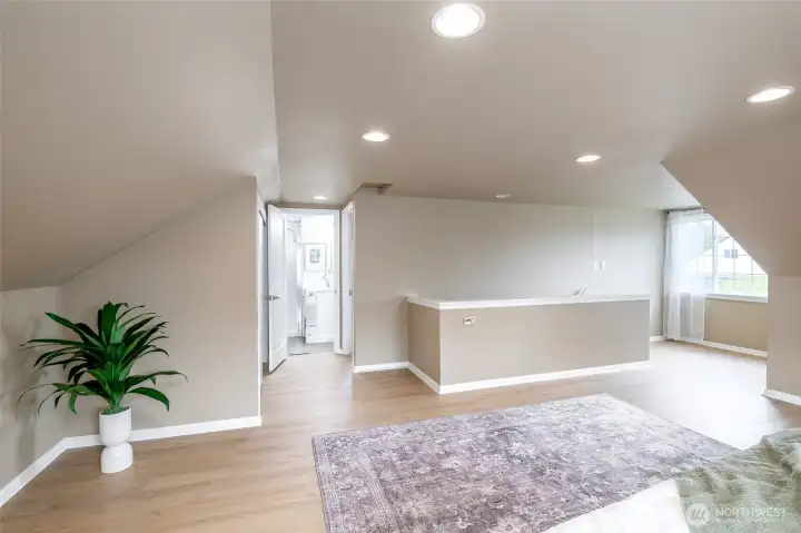 Brand new flooring gives this primary bedroom a fresh feel.