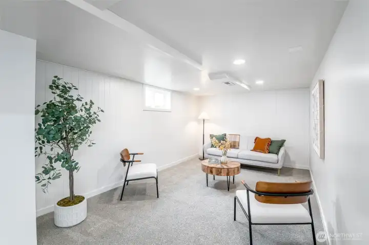 The rec room in the basement adds so much space and value to this home.