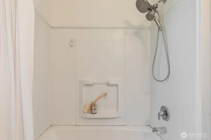 Bath/shower combo.