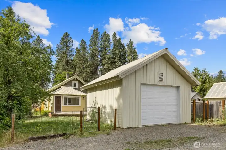 Oversized one-car garage offers surprising space. Oversized one-car garage offers surprising space.