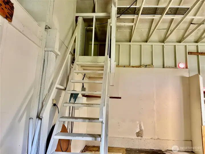 Steps that take you to the loft in the garage Steps that take you to the loft in the garage