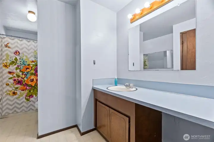 Main floor Full Bathroom with Tub & linen closet Main floor Full Bathroom with Tub & linen closet