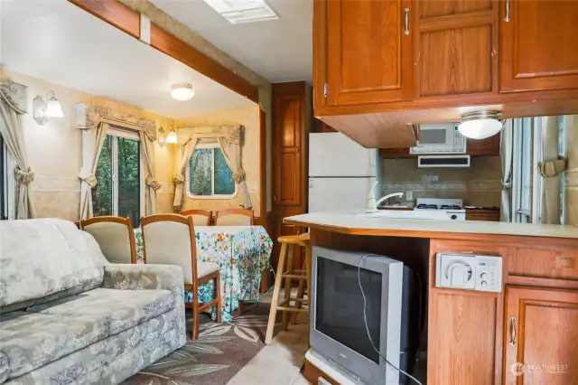 Kitchen area with slide out.
