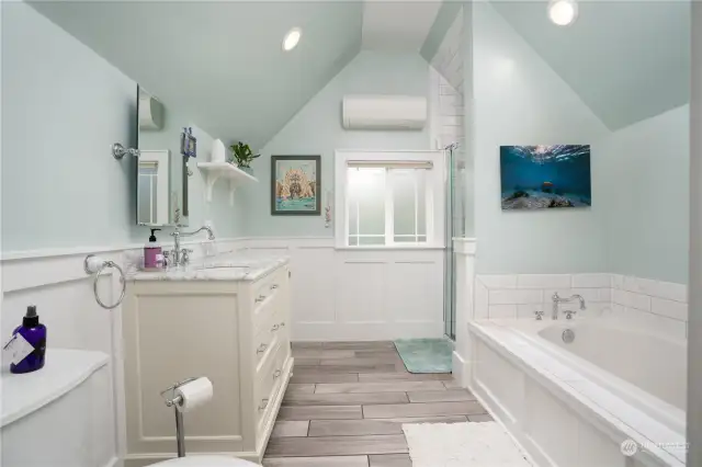 Updated and bright primary bath and separate shower