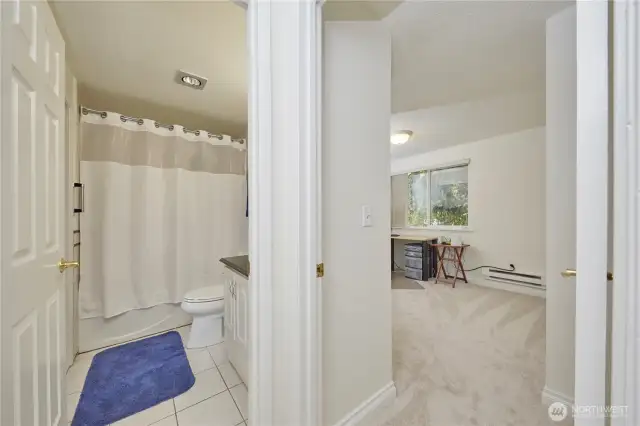 Upstairs bathroom that is also connected to the Primary bedroom