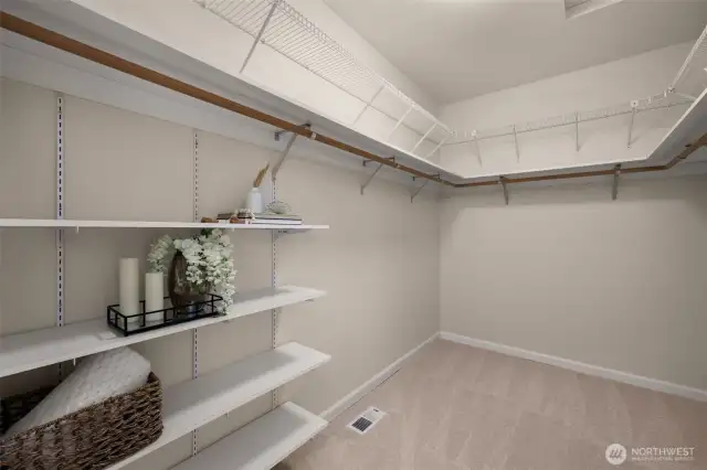 Generous size primary walk-in closet