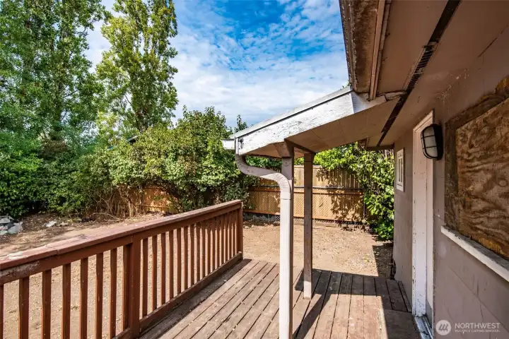 Backyard deck.