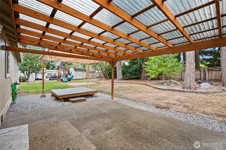 covered patio with added  separate platform deck