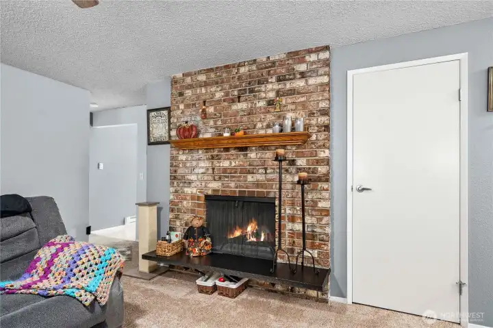 Cozy up to fireplace in the winter months