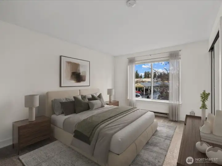 Large primary bedroom with two closets!