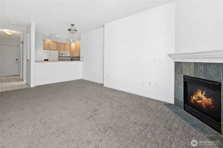 Living Room with Gas Fireplace Insert.