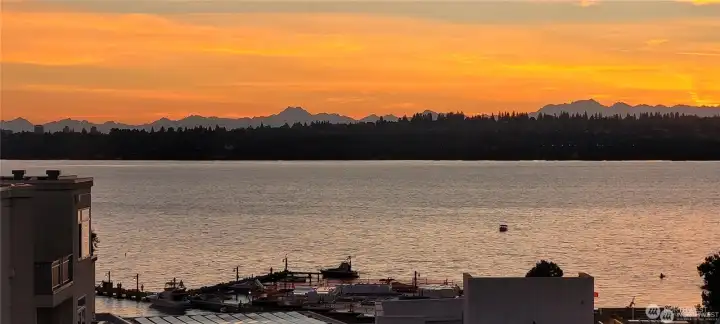 Drone View of Olympics at Sunset.  View not from Unit.
