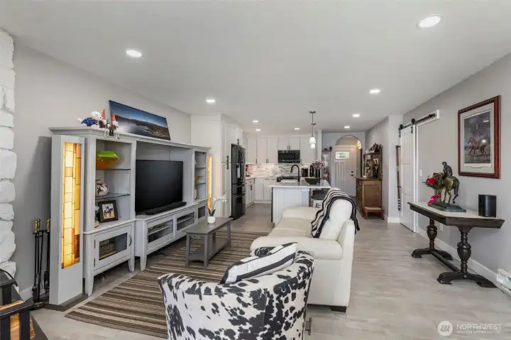 Looking back into the living and kitchen.