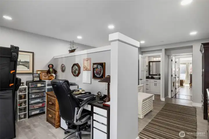 A divider wall makes for a great secondary space, but doesn't steal too much from second bedroom.