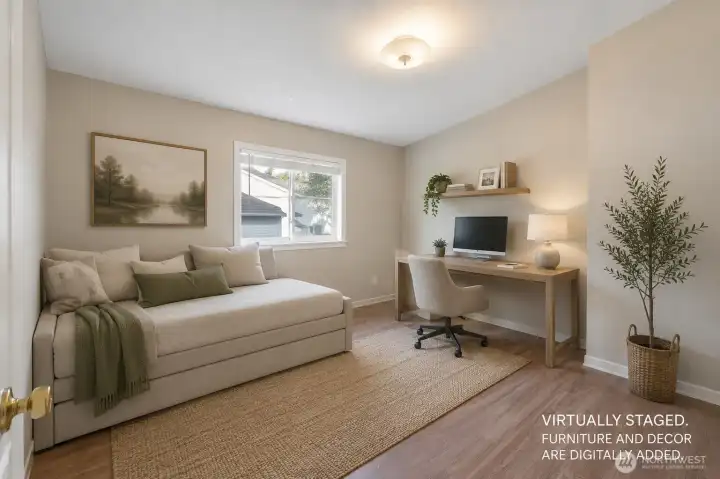 Versatile bedroom ideal for guests, family members, or a home office Versatile bedroom ideal for guests, family members, or a home office