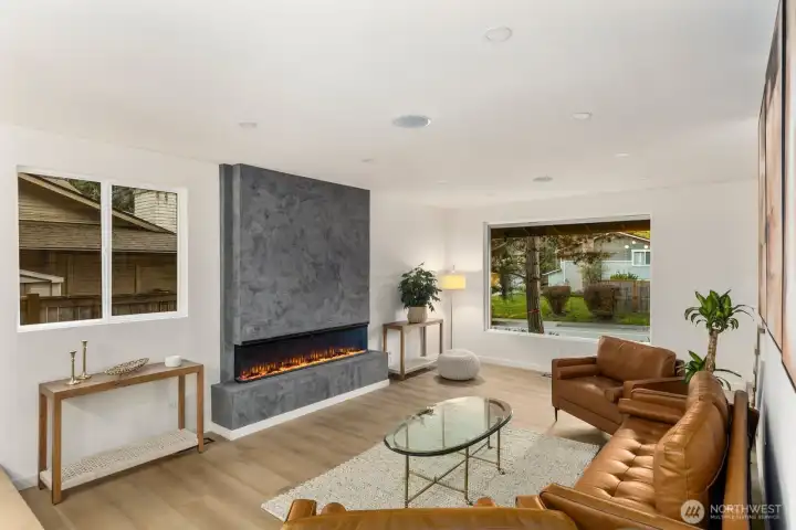 Living room with electric fireplace