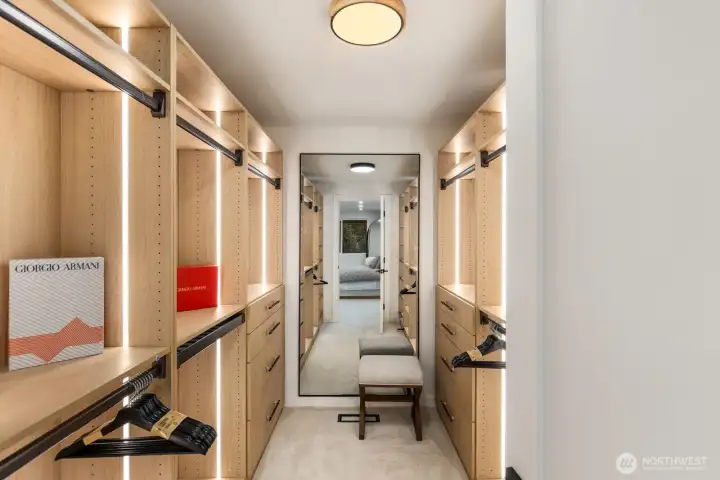 Expansive closet in primary suite