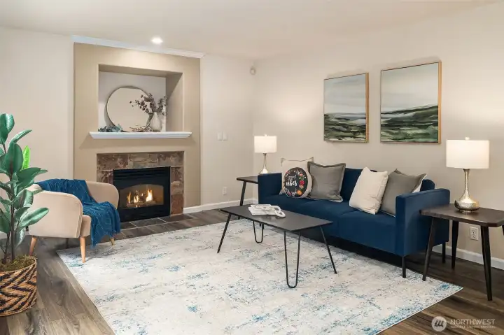Unwind in your family room next to your gas fireplace.