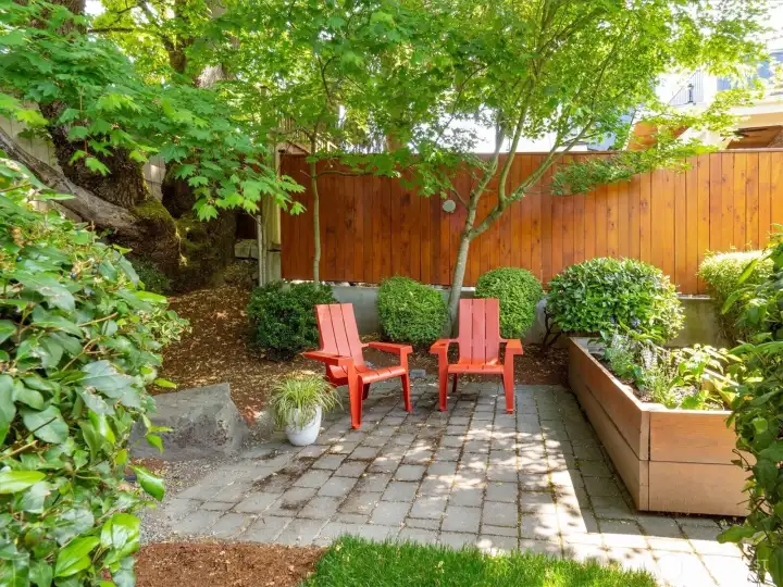 Second patio and planter box for gardening.