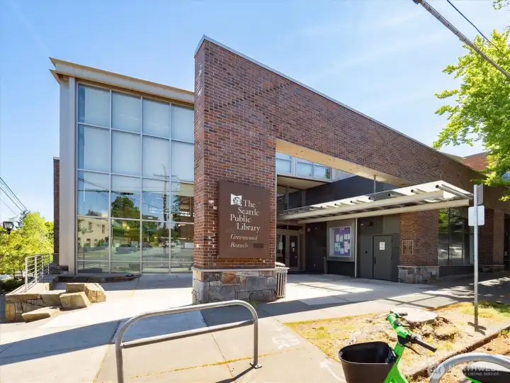 Just two blocks away from the Greenwood branch of the Seattle Public Library.