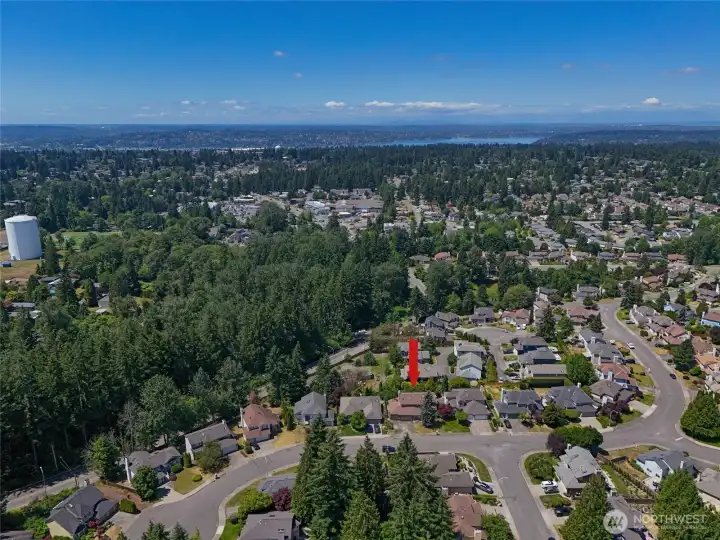 Aerial showing Lake Washington to the west Aerial showing Lake Washington to the west