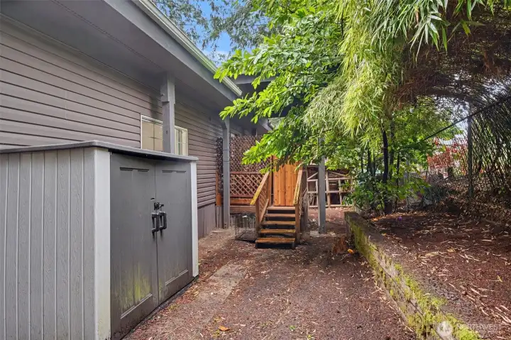 Private back deck and fully fenced backyard ideal for pets, gardening and play