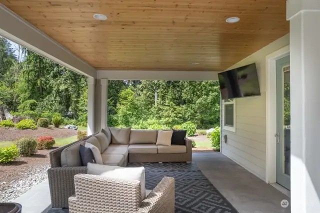 Covered entertainment area.