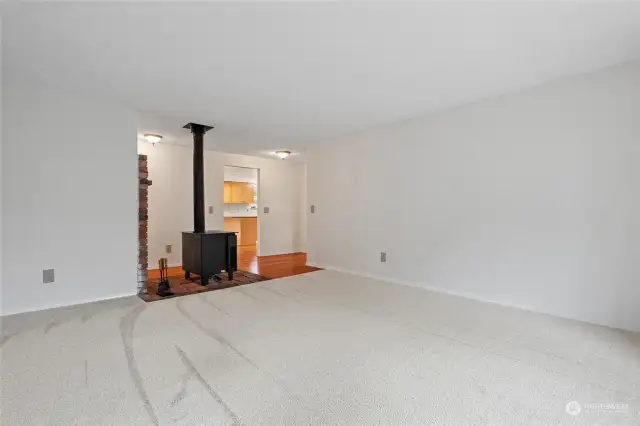 Living Room with wood burning stove